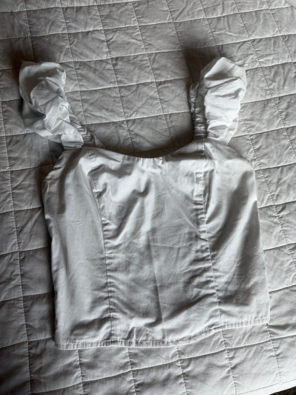 Abercrombie & Fitch White Ruffled Strap Cropped Camisole